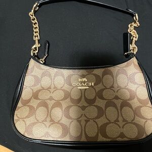 Coach Tan and Black Shoulder Bag